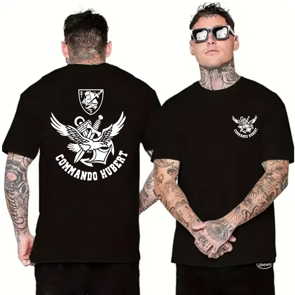 Summer T Shirts French Special Forces Marines Combat Swimmer Frogmen Commando Hubert Marine T-Shirt Double Side Printing T-Shirt