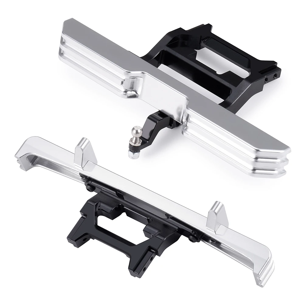 MIBIDAO 1 szt. srebrzysty aluminiowy przedni/tylny zderzak do TRX4-M F150 1/18 RC Crawler Car Upgrade Parts