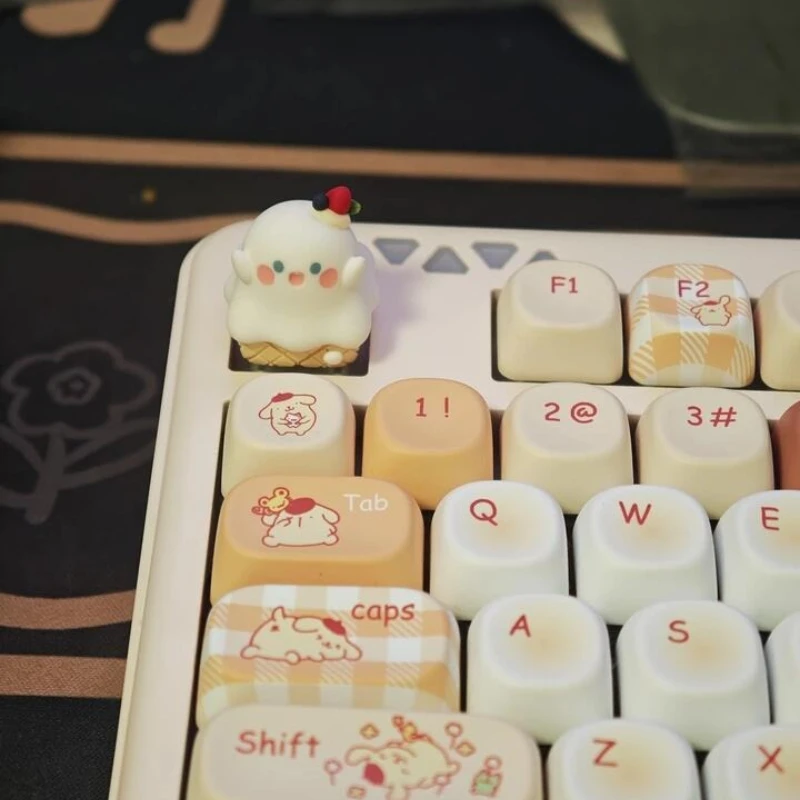 New Anime Figure Ghost Ice Cream Cone Pendragon Cute Personalized Creativity Single Resin Advanced Keycaps Mechanical Keyboard