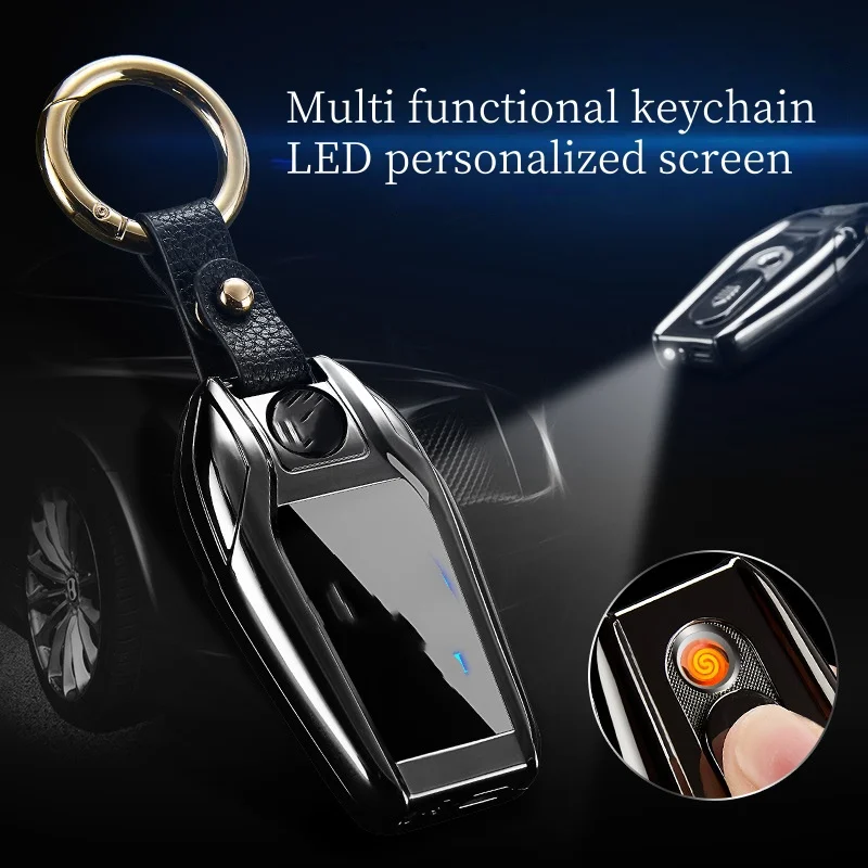 

Multi Functional Fashionable Keychain Lighter Personalized USB Charging LED Emergency Lighting Tungsten Cigarette Lighter