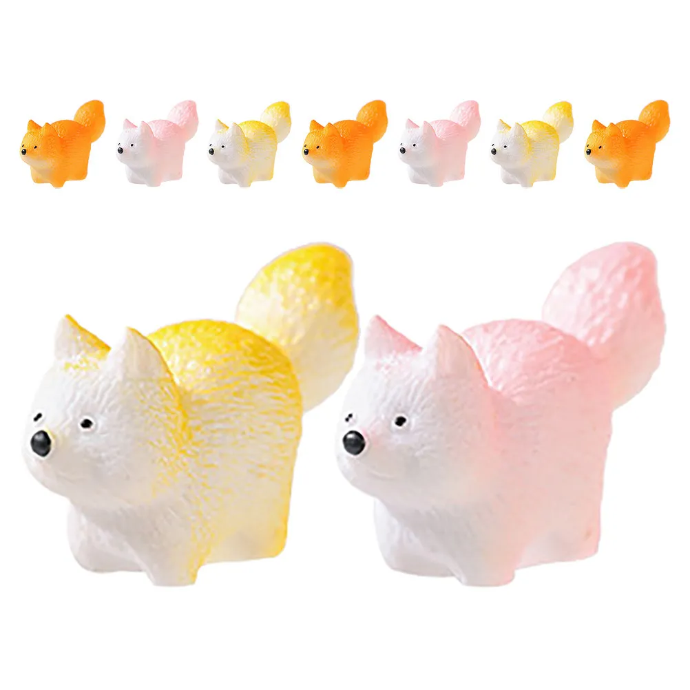 9Pcs Fox Collectibles Cute Animals Miniature Garden Decorations Fairy Landscape Supplies Micro Outdoor Accessories