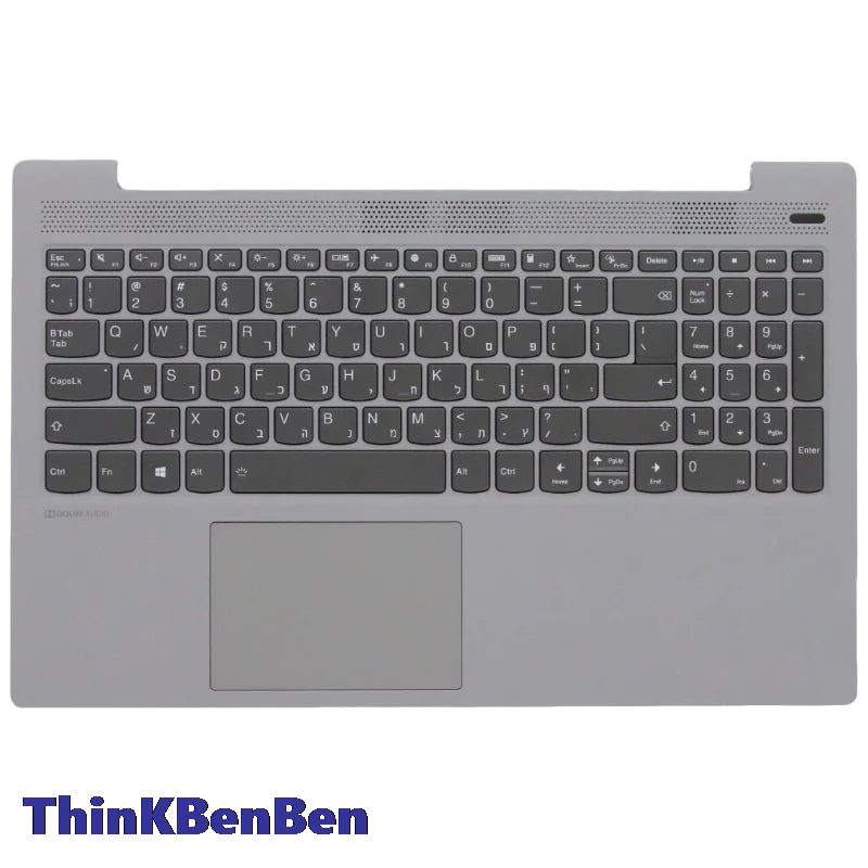 HB Hebrew Platinum Grey Keyboard Upper Case Palmrest Shell Cover For Lenovo Ideapad 5 15 ITL05 IIL05 ALC05 ARE05 5CB0X56092