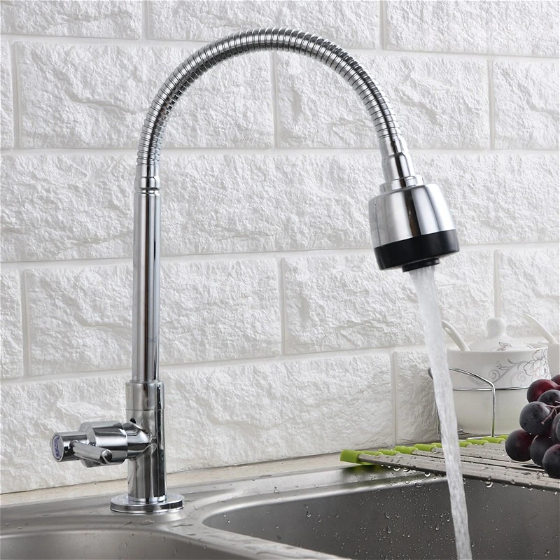 

Single Cold Water Kitchen Faucet Single Handle WashBasin Sink Faucets Water Spout Flexible Rotation Tap Bathroom Accessories