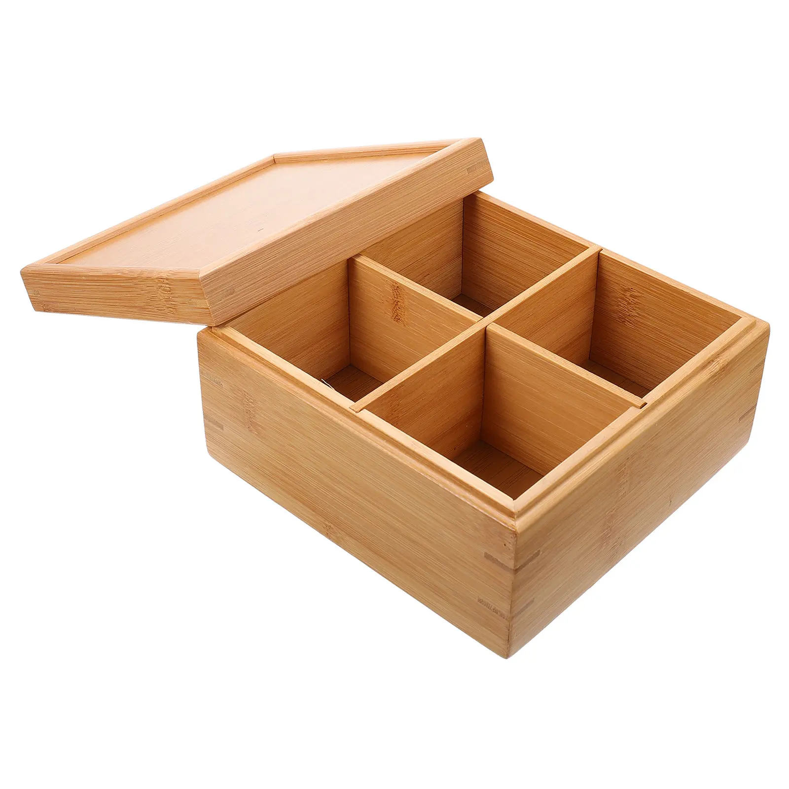 Bandeja de Bambú Premium para Aperitivos, Plato de Servir de 4 Secciones para Dulces, Nueces, Frutos Secos, Fiestas en Casa, Salidas, Conservación de Alimentos Sellada