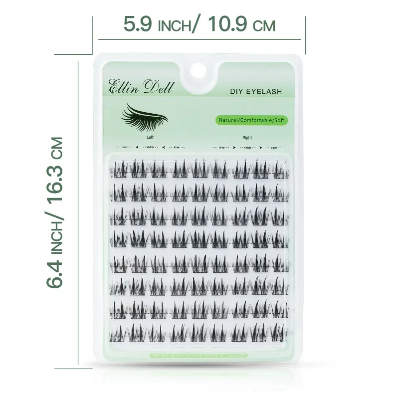 JIZI-LASH Ciglia a grappolo fai-da-te 8 file Manga naturale Estensione ciglia individuali Kit ciglia finte Strumento per il trucco delle donne