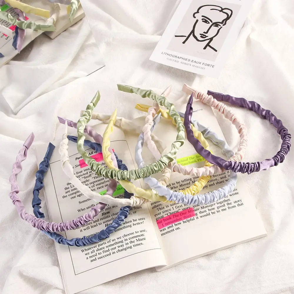 

Fashion 1PC Headwrap Candy Color Hair Band Wrinkled Satin Fold Head Hoop Headband