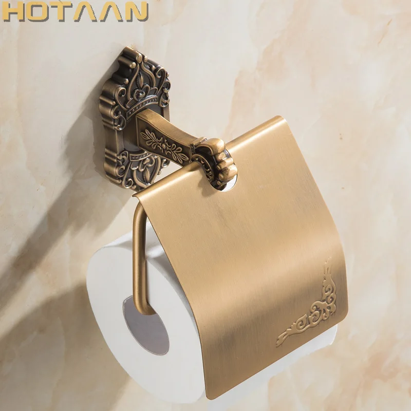 ., Solidny aluminiowy uchwyt na papier toaletowy Antyczny mosiężny kolorowy pojemnik na papier toaletowy Klasyczne akcesoria łazienkowe YT-11292