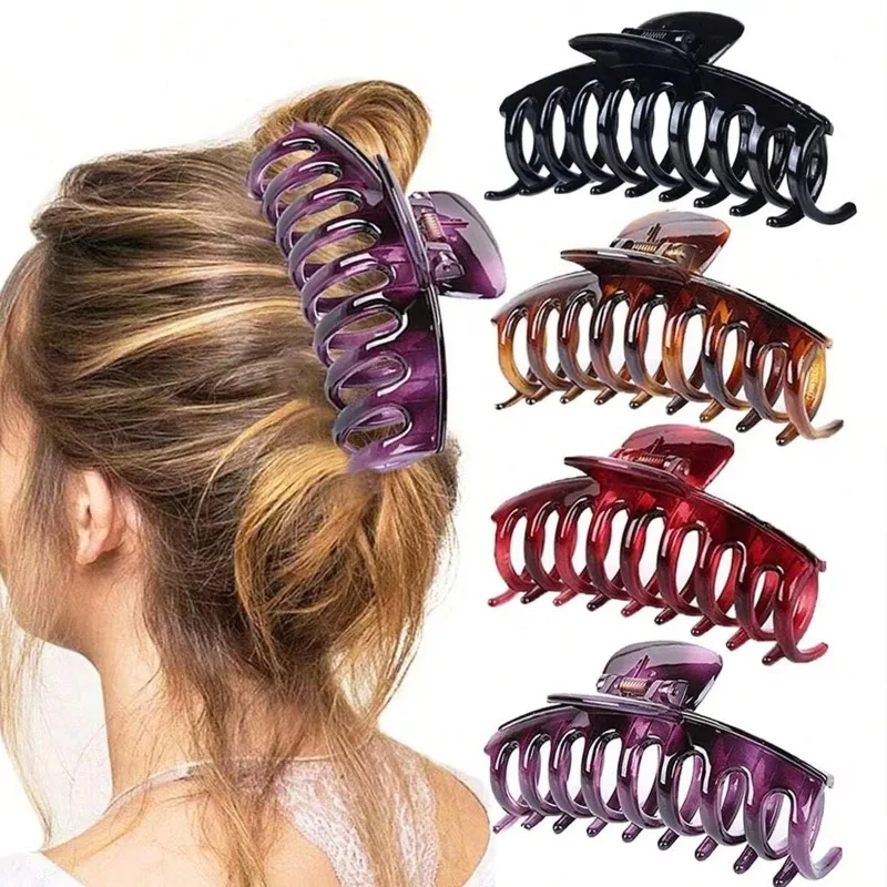1Pcs Women Ponytail Clip Large Dragon Bone Hollow Plastic Hair Accessory Headwear view 6