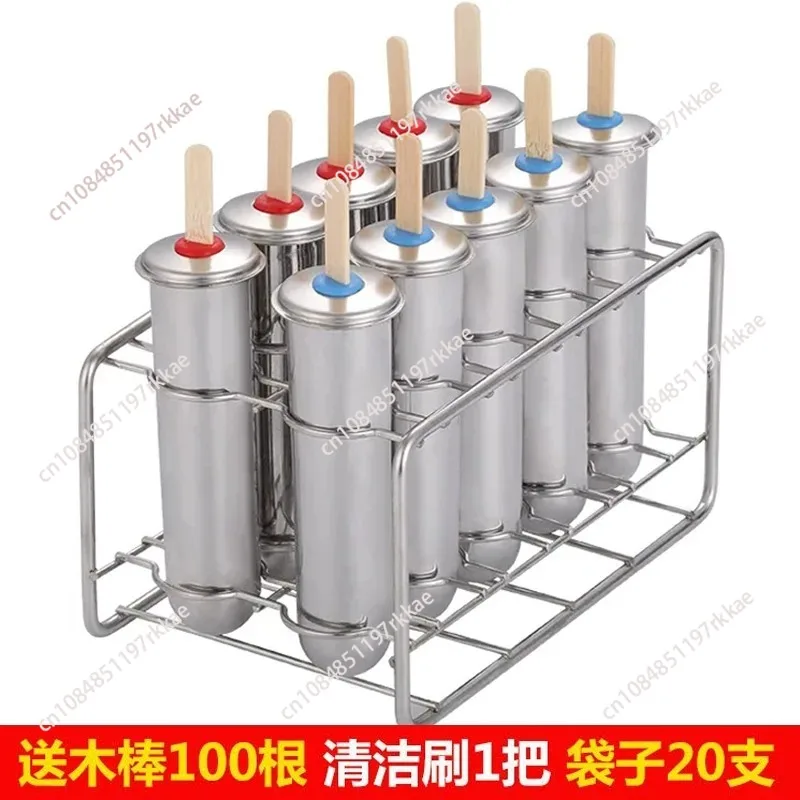 

DIY Stainless Steel Ice Pop Mold Creative Fruit 10 Grid Ice Cream Maker Cube Mold