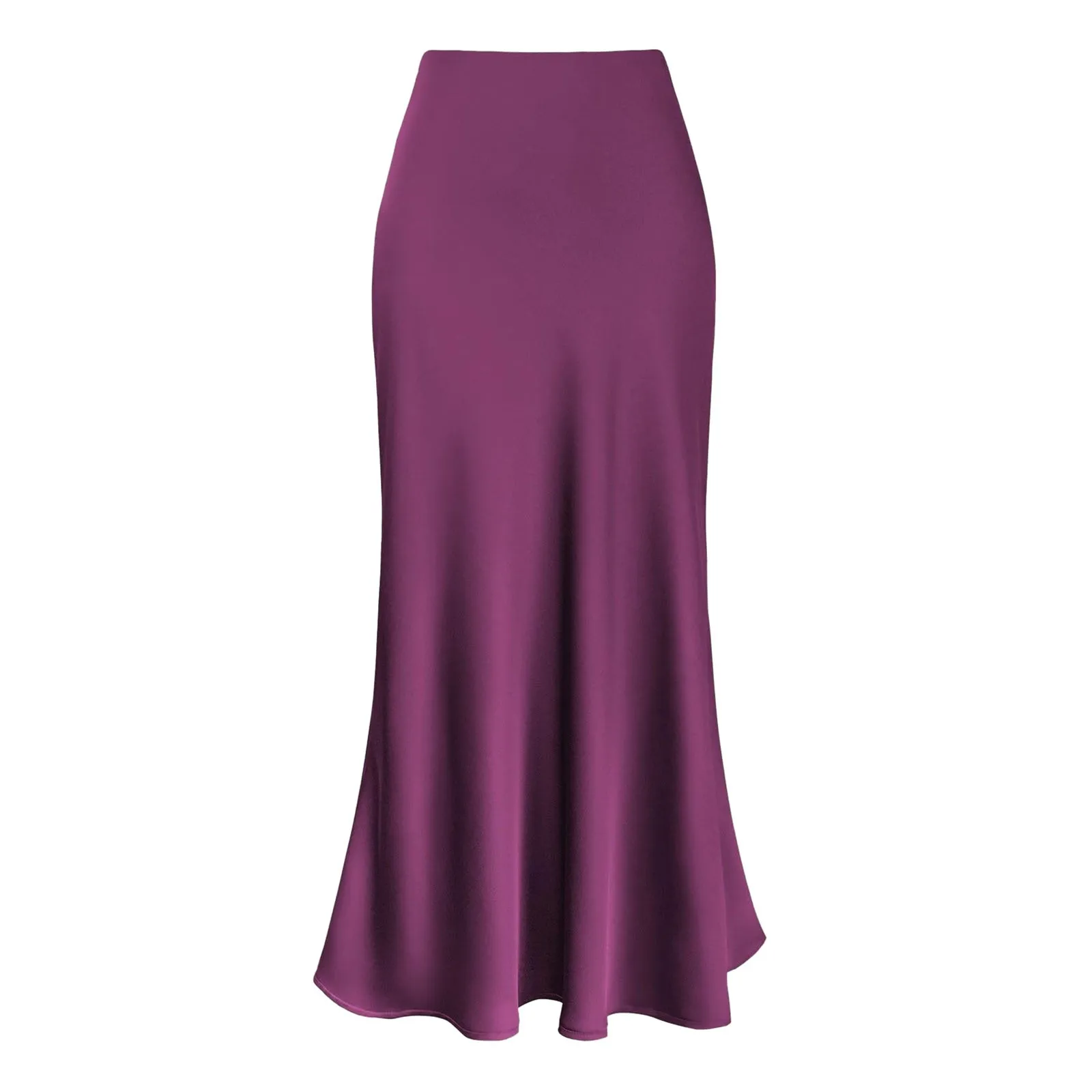 Faux Silk Satin Women Skirt 2025 New Elegant High Waist A-Line Fishtail Skirts Glossy Office Lady Flared Hem Maxi Skirt