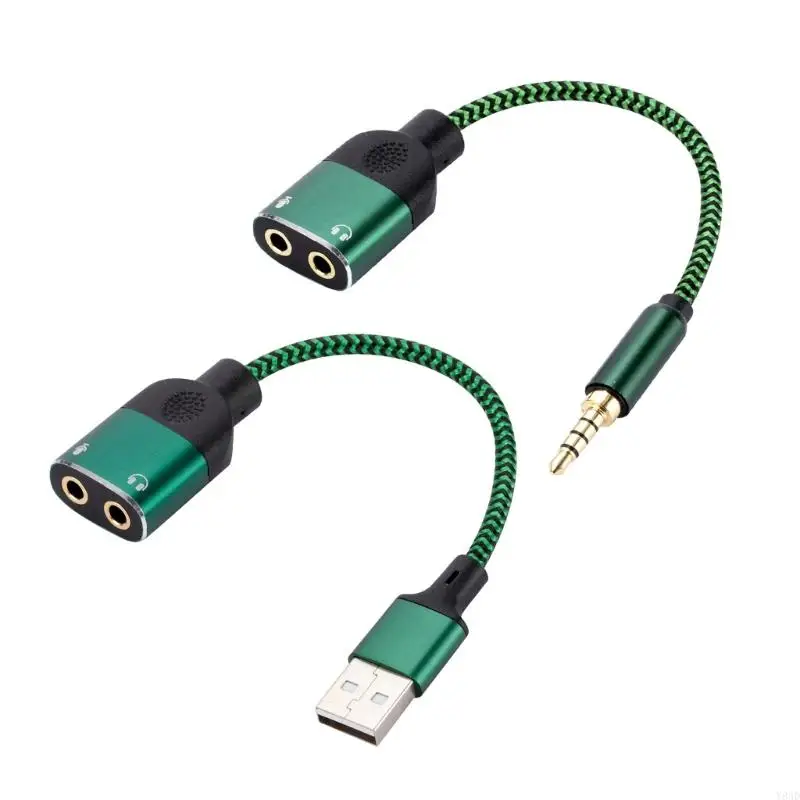 Adaptador sonido USB sonido calidad Y8AD con micrófono y enchufes puertos auriculares y reproducción