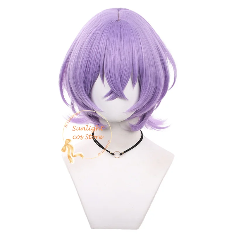 Hanamura Fuyume Wig 35cm Purple Wigs ES Hanamura Fuyume Cosplay Anime Cosplay Wigs Heat Resistant Synthetic Hair Halloween