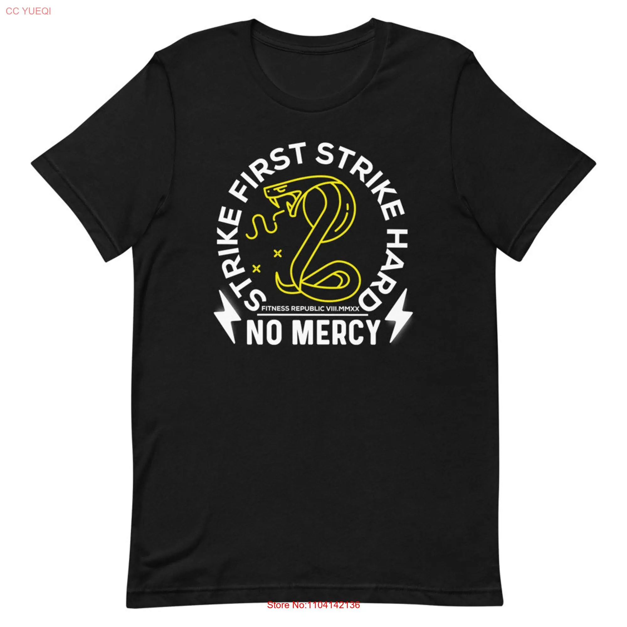 Strike First Hard NO MERCY Athletic Fit T Shirt Fitness Republic long or short sleeves