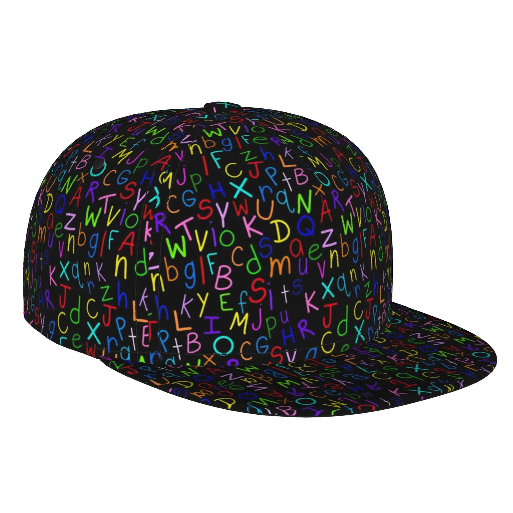 Color Ink Letter Rain 1pc Fully Printed Hip-hop Caps, Stylish Flat-brimmed Baseball Caps, Sports Outdoor Casual Caps