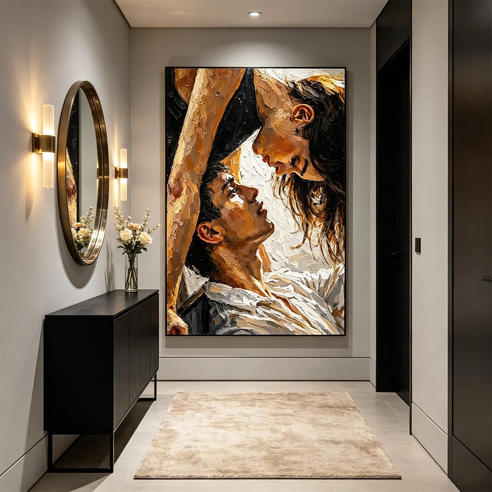 Romantic Love Kiss Poster Handsome Guys and Beautiful Girls Wall Art Canvas Print Painting Home Decor for Bedroom Living Room