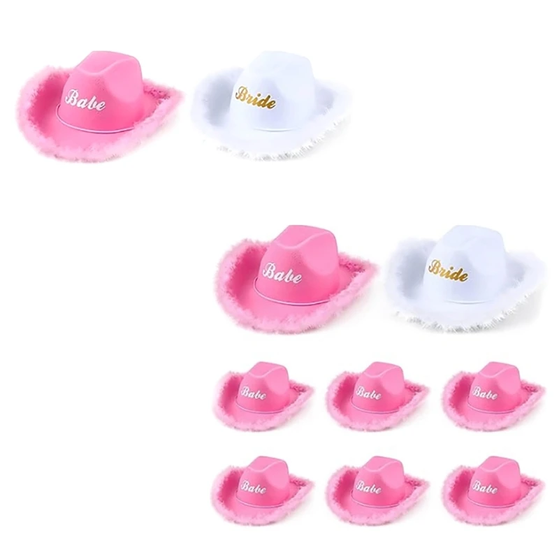 2/7PCS Bride Cowboy Hat Bridesmaid Cowgirl Hat Bachelorette Party Photo Headwear Drop Shipping