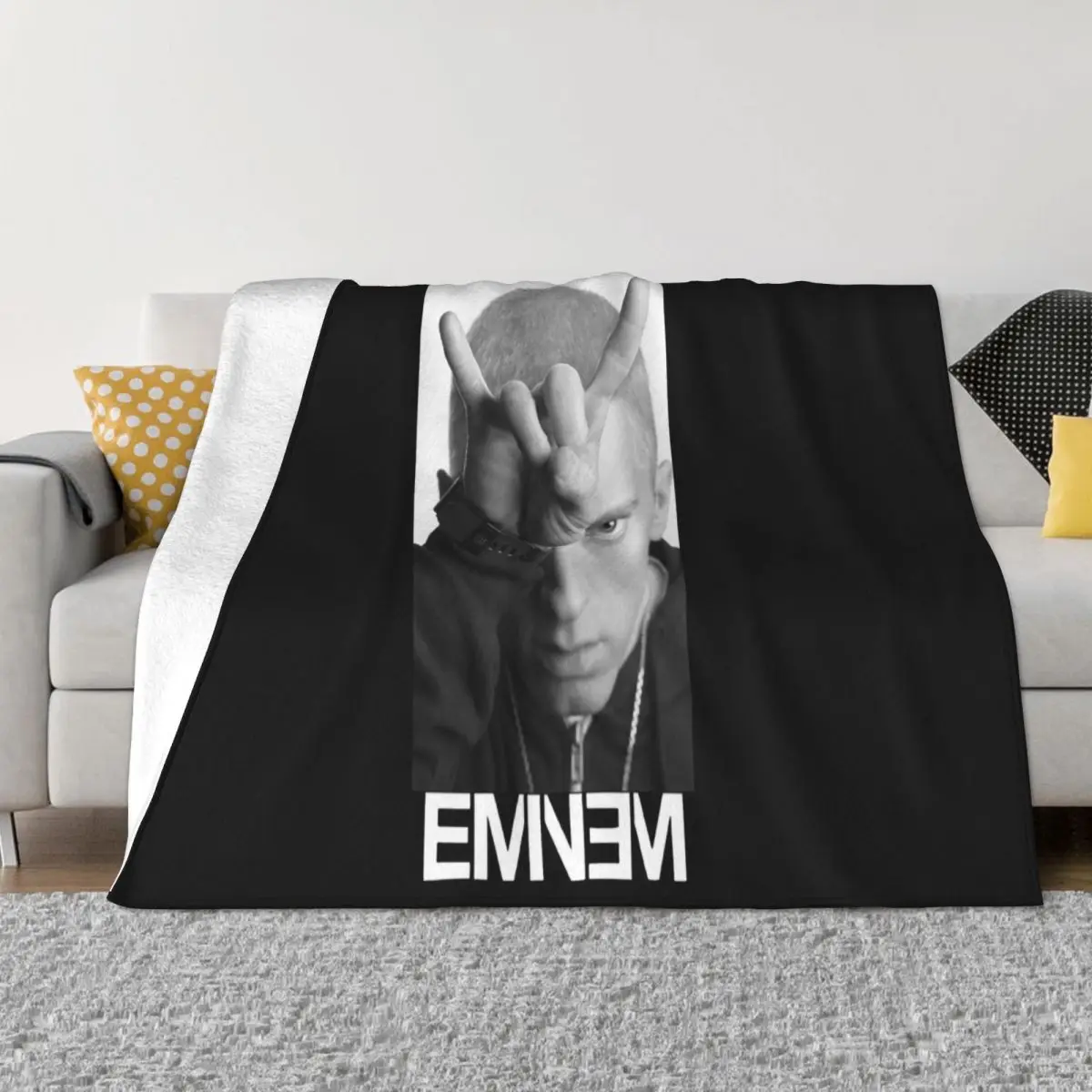 Vintage Eminem Album Concert Tour Black S 234Xl Unisex M547 Popular Style Girl Science Throw Blanket