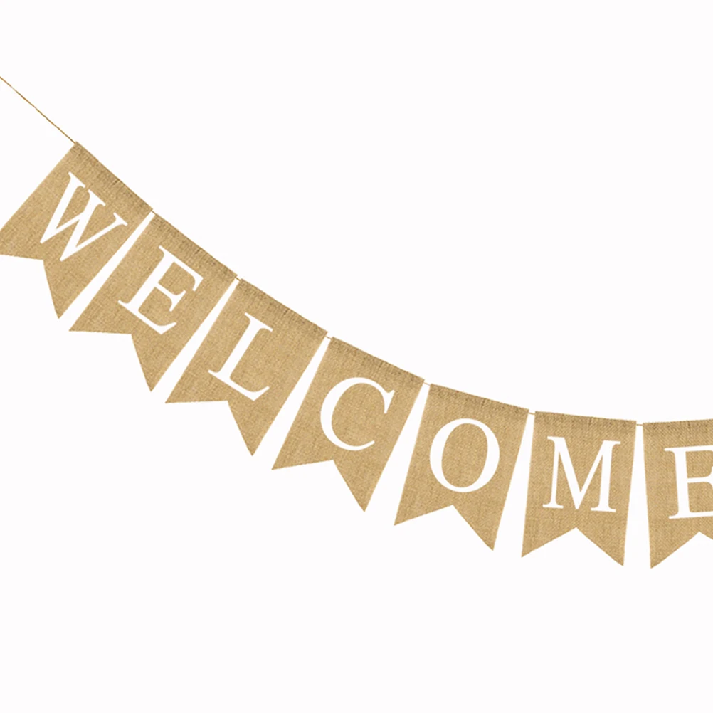 

Love Flags Decorative Welcome Baby Letters Burlap Banners Garland Hanging Party Wall Decorations Festive Heart Flags