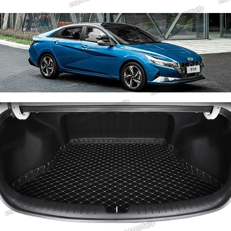 Leather Car Trunk Mat Cargo Liner Rear Boot Luggage Cushion for Hyundai Elantra 2021 2022 2023 2024 Accessories Interior CN7