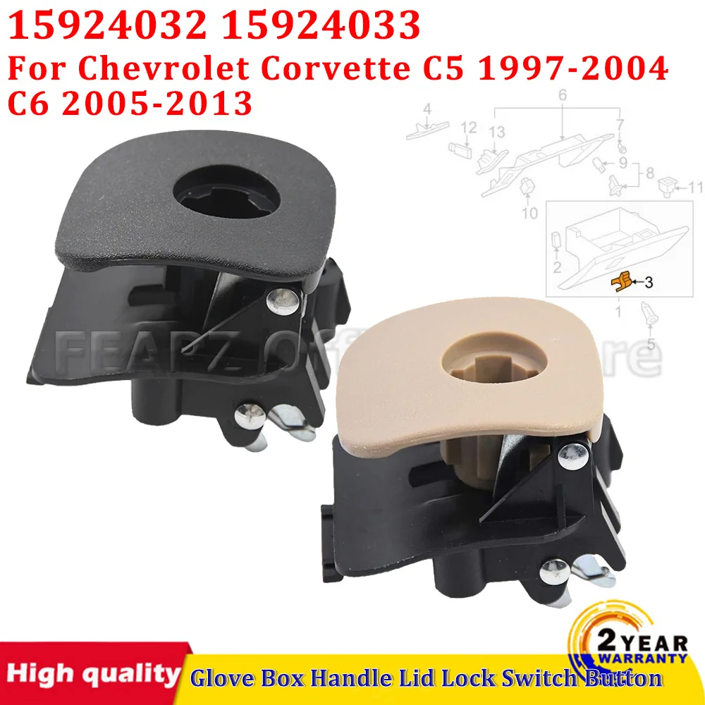 Black Or Beige For Chevrolet Corvette C5 1997-2004 C6 2005-2013 15924032 15924033 Glove Box Handle Lid Lock Switch Button