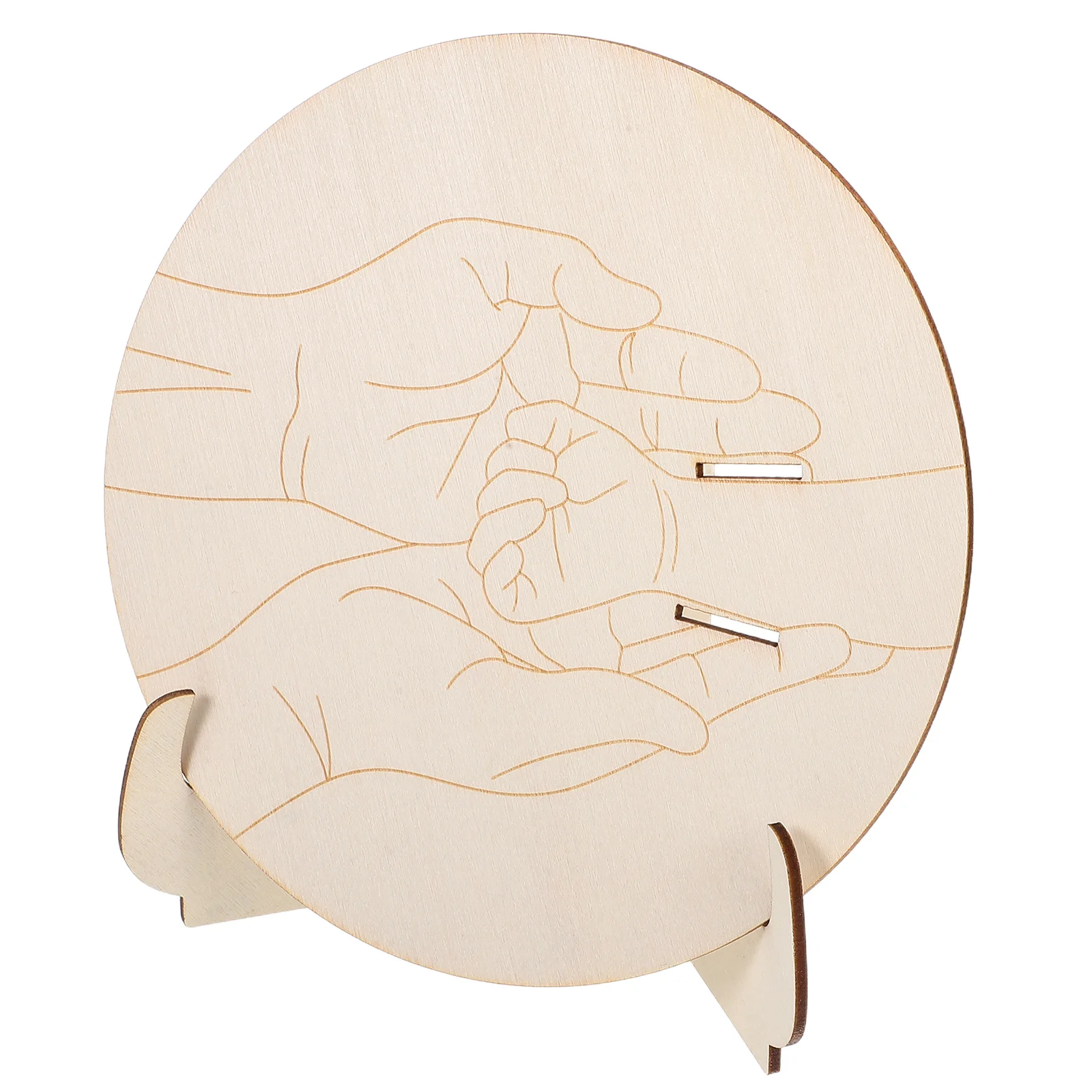 

1Set Wooden Baby Birth Hospital Bracelet Holder Round Engraved Newborn Commemorative Plaque Nursery Announcement Sign