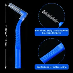20pcs Interdental Brush Non-Slip Handle Oral Care Hygiene Teeth Clean Spaces Interdental Brush Floss Reusable Bad Breath Remove