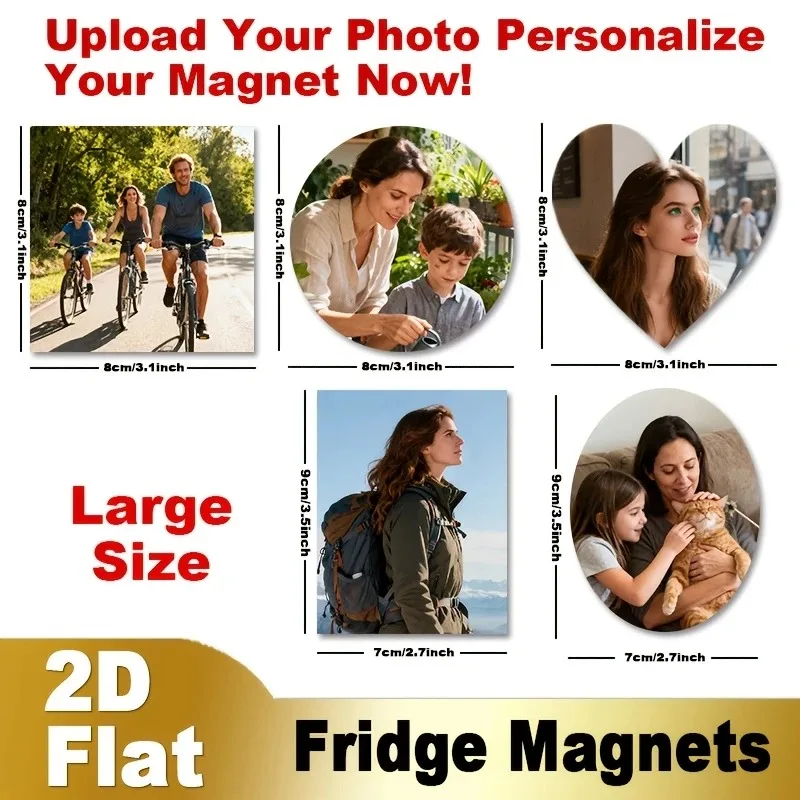 Custom Photo Fridge Magnet 2D Flat Personalized Picture Refrigerator Magnet Customized Family Pet Photo Kitchen Home Decor view 2