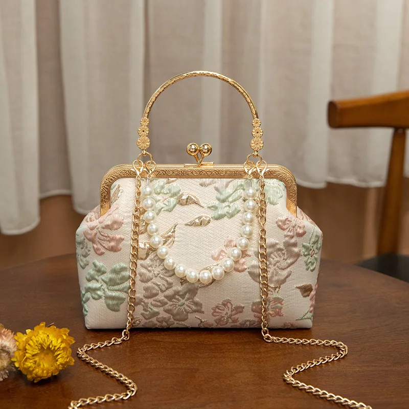 

Fashion Silk Handbag Chinese Style Embroidery Single Shoulder Crossbody Bag Retro Evening Bag Ladies