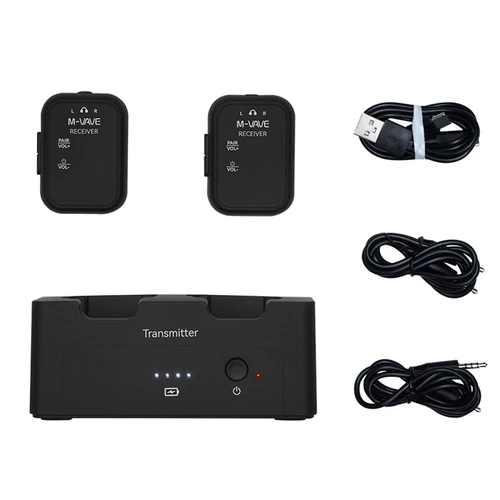 Imagen 1 del producto M-VAVE SWS12 WP-12 2,4G sistema de Monitor de auriculares inalámbricos, transmisor recargable 2 receptores con botón de volumen, función de silencio