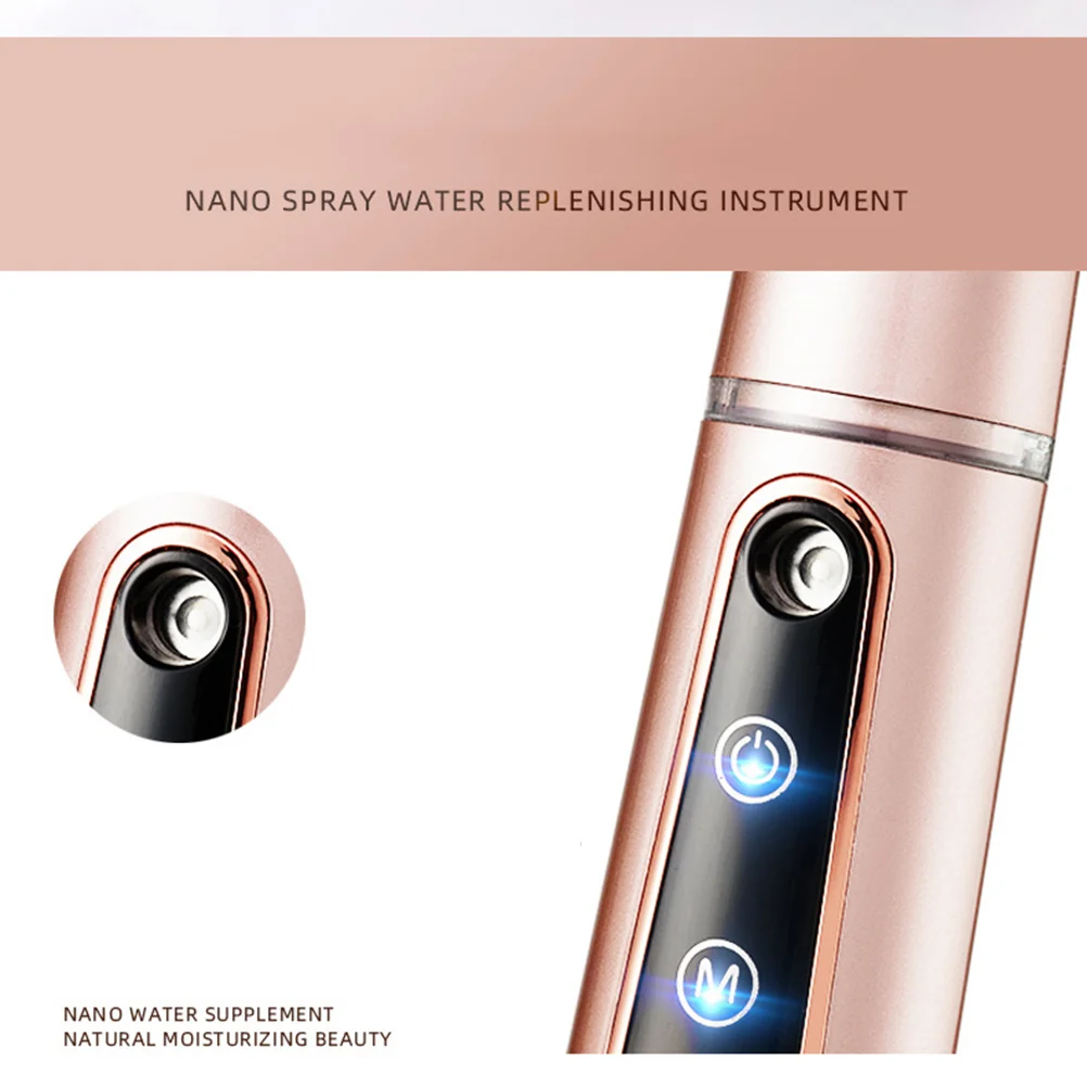 جهاز رذاذ الوجه الصغير 35 مل، جهاز تجميل نانو الانحلال لترطيب البشرة الجافة، ذهبي وردي قابل لإعادة الشحن عبر USB
