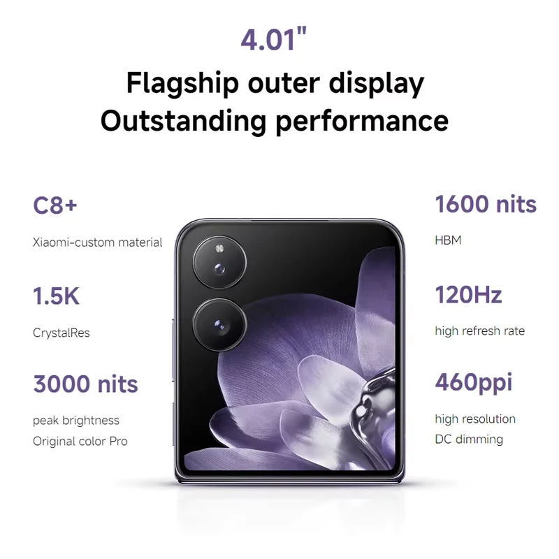Küresel sürüm Xiaomi MIX Flip Snapdragon 8 Gen 3 Smartphone 4.01 \