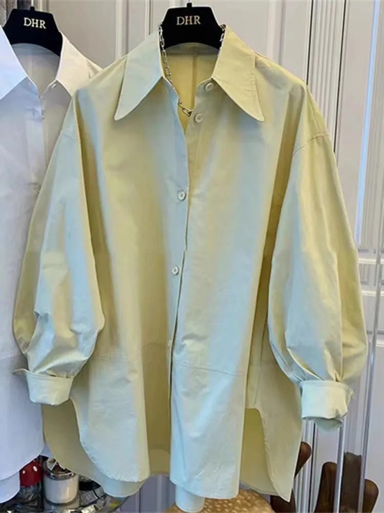 

Simple Pointed Collar Oversized Shirt Women's New Early Spring Loose Top Layered Base Layer Shirt Coat Autumn Winter