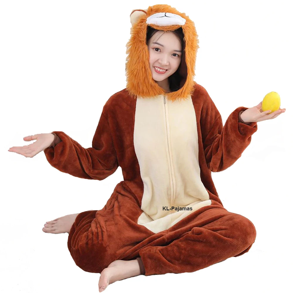 

Animal Kigurumi Lion Cartoon Suit Women Pajama Anime Onesies For Adult Men Onsie Boy Girls Pijamas Fleece One-Piece Bodysuit