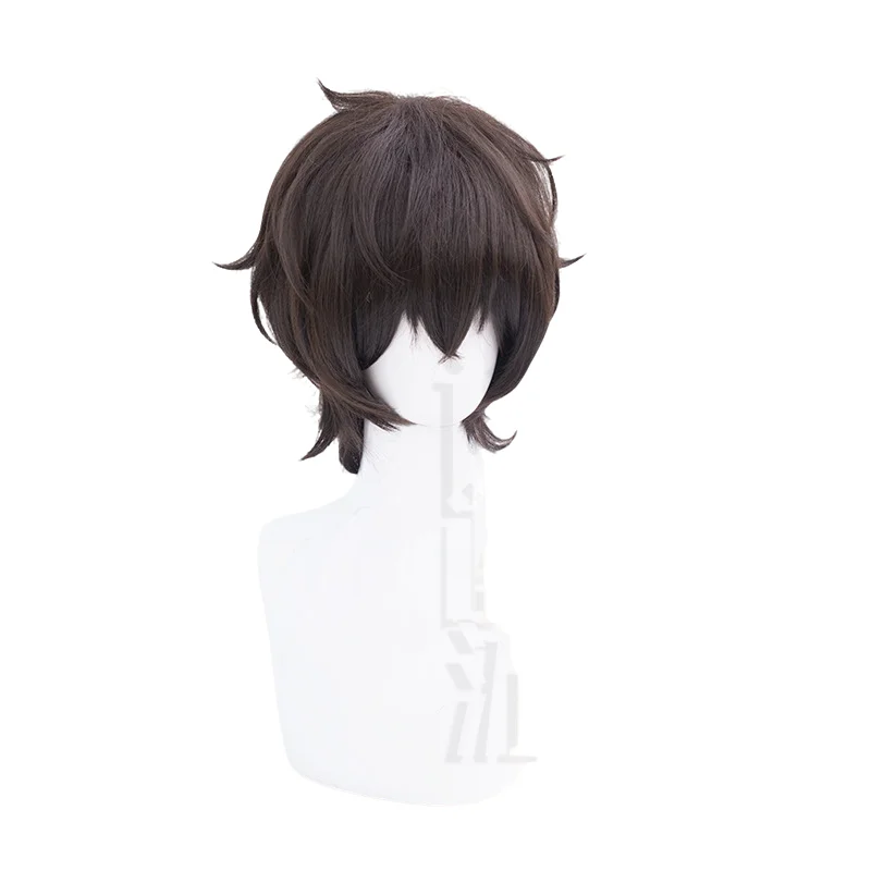 Anime Game Persona 5 Ren Amamiya Cos Perruque, Noir, Marron, Degré de Chaleur, Cheveux Synthétiques, Halloween, ixCosplay Perruques + Bonnet Perruque, 30cm