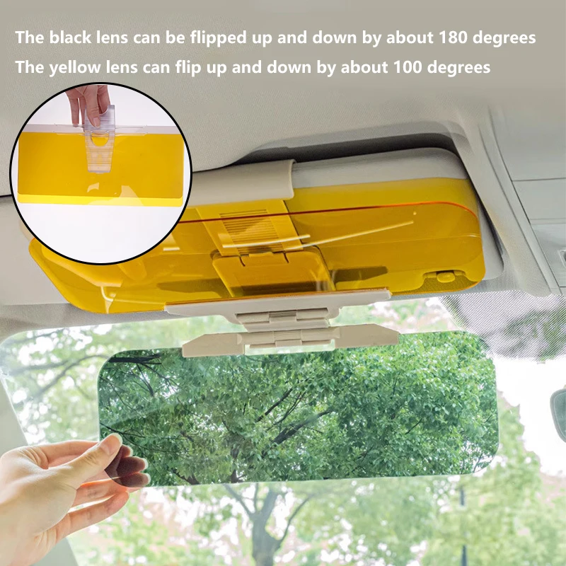 1PC HD Anti-UV Anti-dazzle Goggles Clip-on Driving Vehicle Shield For View Visor Rotatable Driving Mirror Car Sun Visor