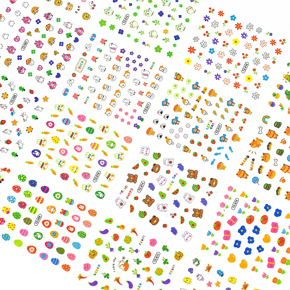 20Pcs Cartoon Luminous Kids Stickers Kawaii Self-Adhesive Nail Decals  Glow Bunny Eggs Chick Slider for Nails Decor DIY Manicure image 6