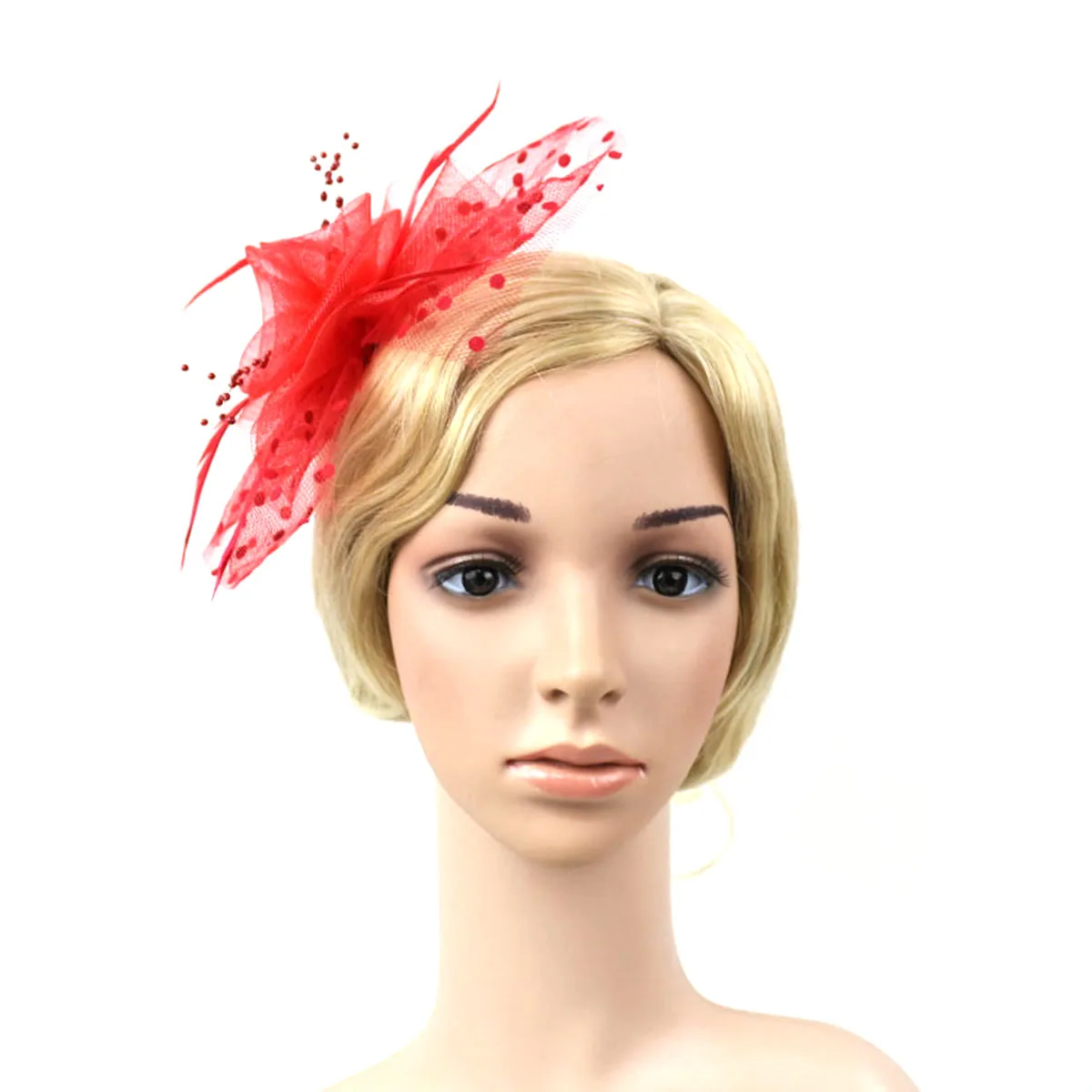 

Mesh Hair Clip Headdress Hat Hairpin Fascinator with Cocktail Headwear Tea Party Headpiece