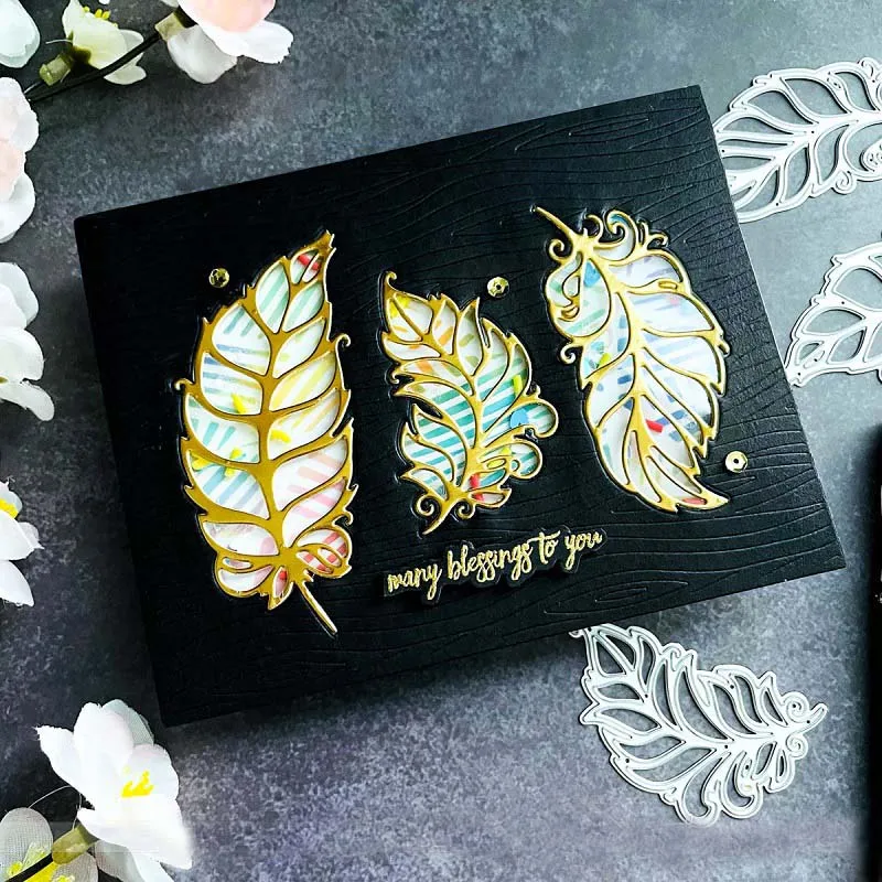 KLJUYP Fanciful Feather Metal Cutting Dies for Scrapbooking/photo album Decorative Embossing Paper Card