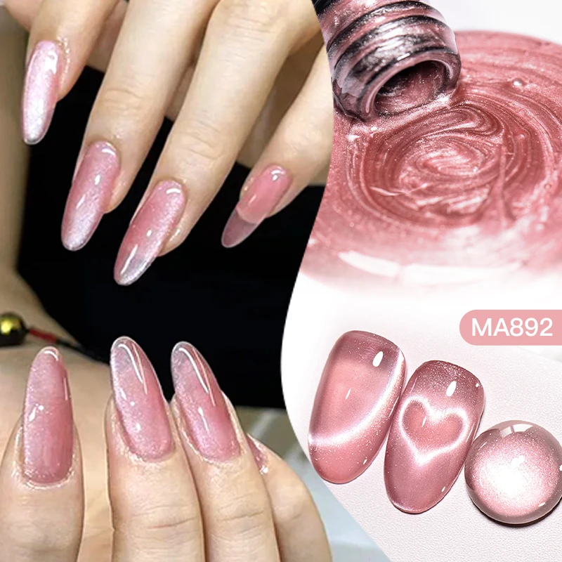 7/9개 젤리 핑크 레드 캣 마그네틱 젤 네일 폴리쉬 세트 하트 캣 마그네틱 세미 퍼머넌트 UV 젤 바니쉬 소프트 오프 네일 용품