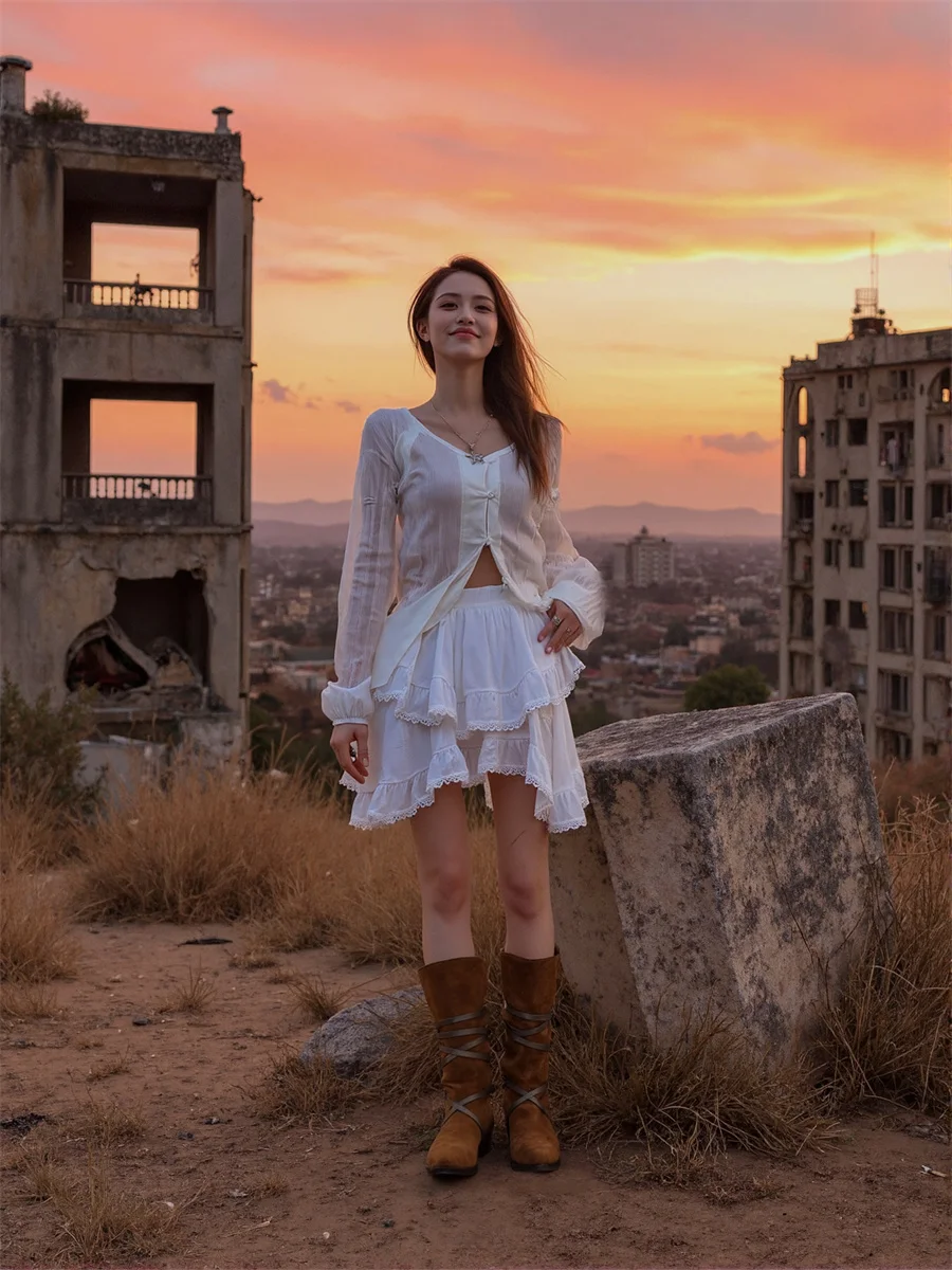 

Mini Ruffles Black White Skirts Womens Plaid Patchwork Pleated Ruffle Hem High Waist College Autumn Versatile Comfortable Mesh