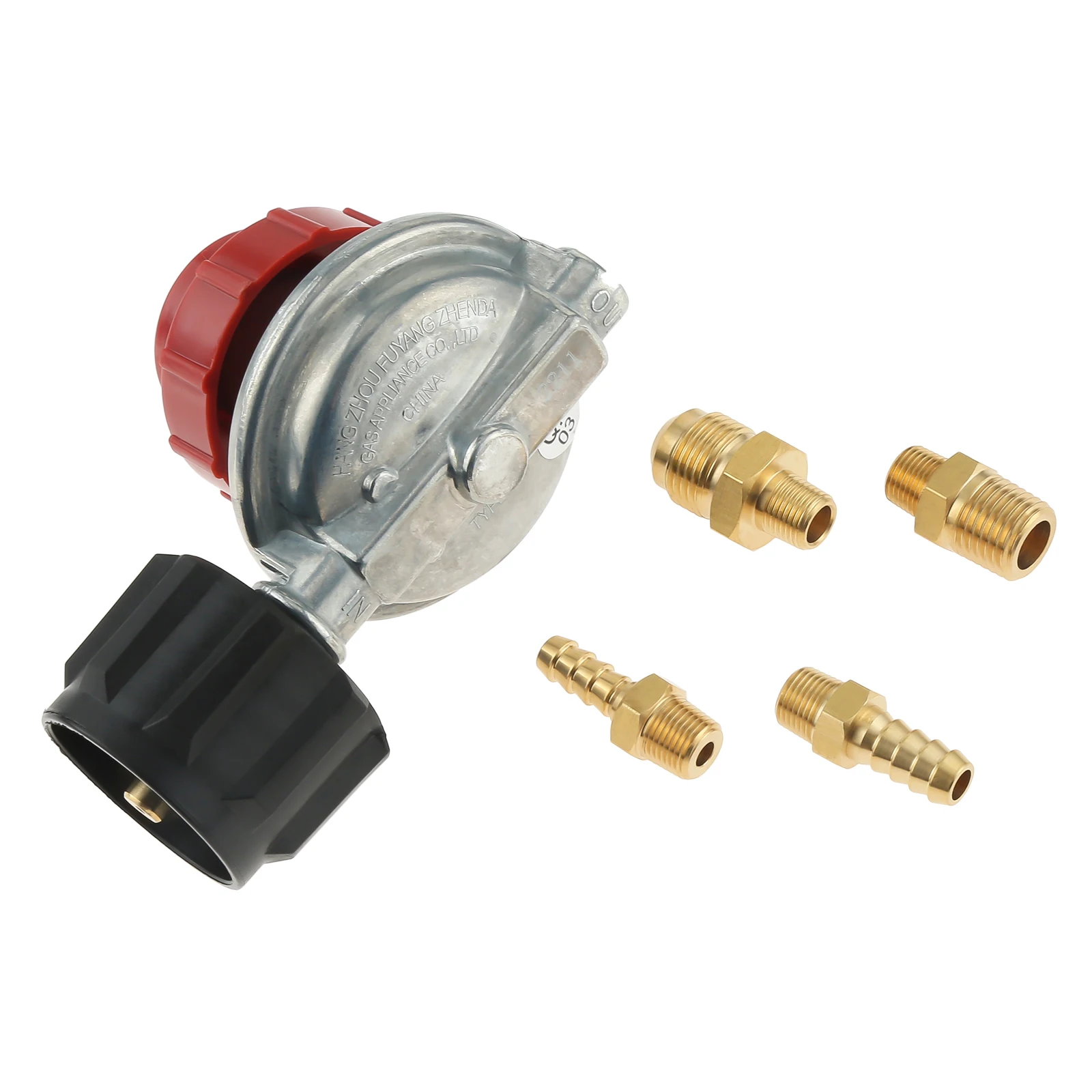 0-20Psi QCC1 High Pressure Adjustable Propane Regulator Valve 5/16"&1/4" Hose Barb Connector 1/4" NPT & 3/8" Flare Male Fitting