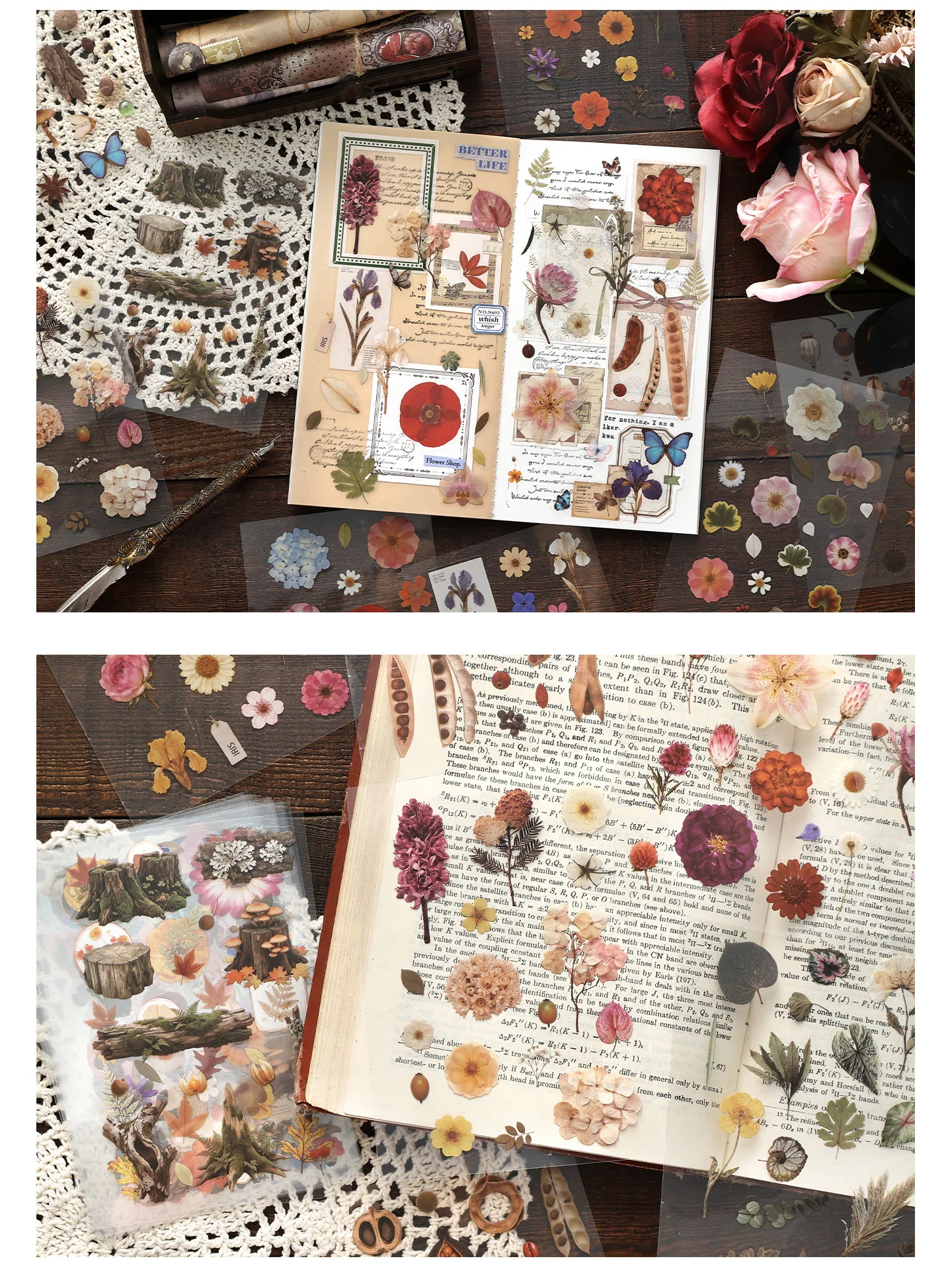 TIANZI 20 Sheets Cute Cartoon PET Die Cut Stickers Book for Handmade Scrapbooking Japanese Stationery Supplies Decorative Diary