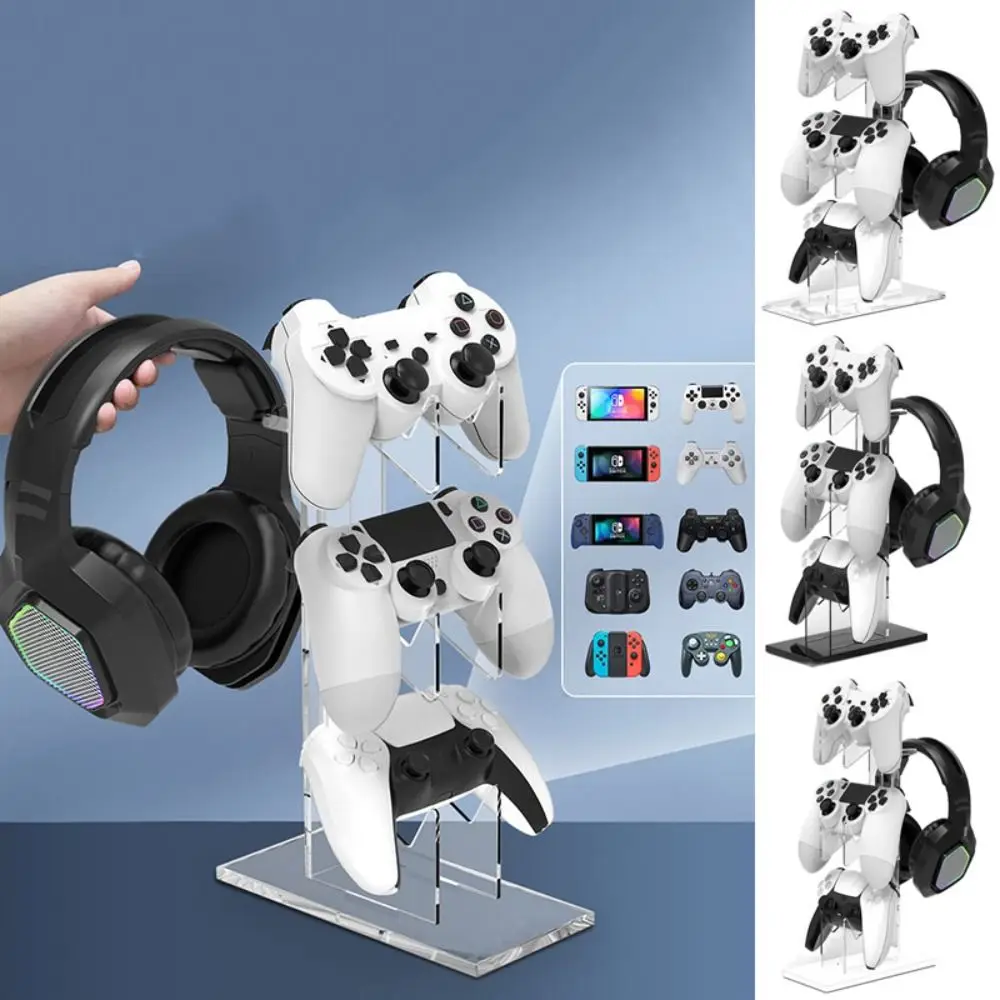 Durable Acrylic 3-Layer Controller Holder Black White Game Handle Display Stand Transparent Universal Computer Room