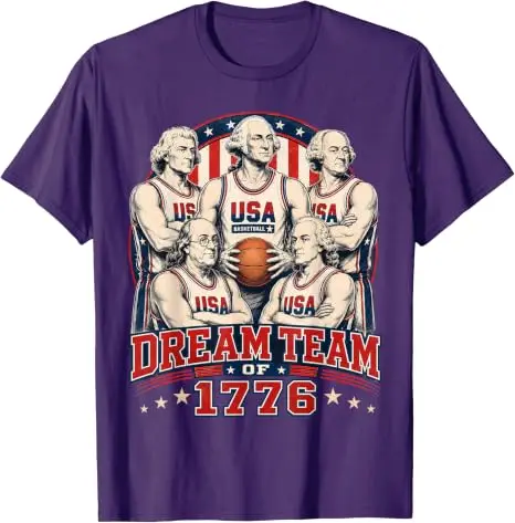 Dream Team of 1776 America 4th of July Independence Team T-Shirt Y2k George Washington USA Basketball Team Graphic Herrenbekleidung – Detail 12