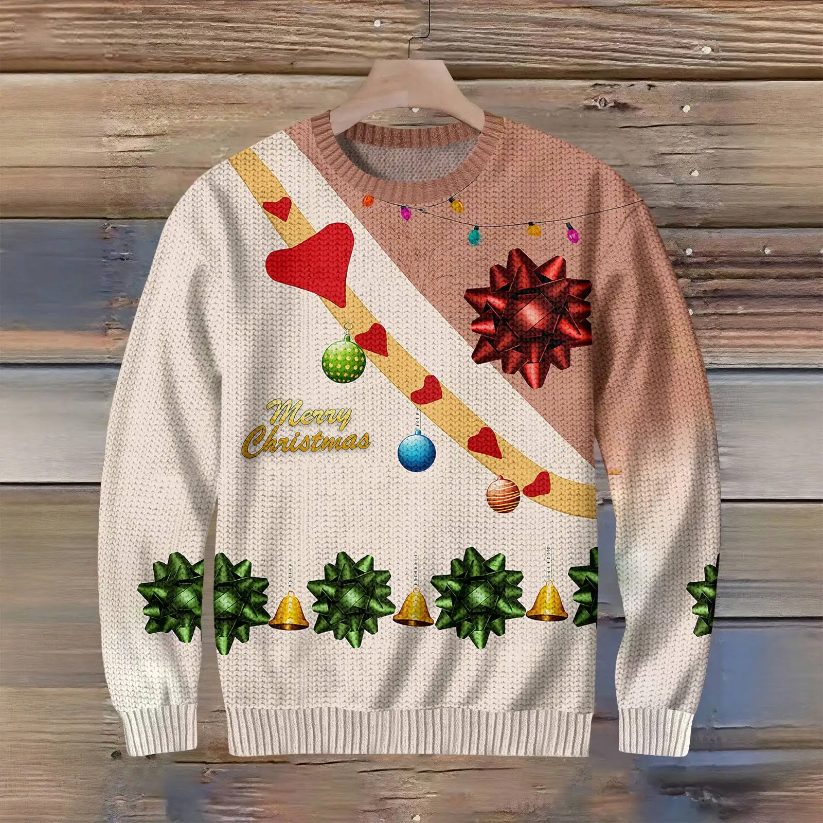 

Winter Men'S Christmas Themed Printed Collar Sweater Comfortable Breathable Warm Pullover For Festival Decorative Wear