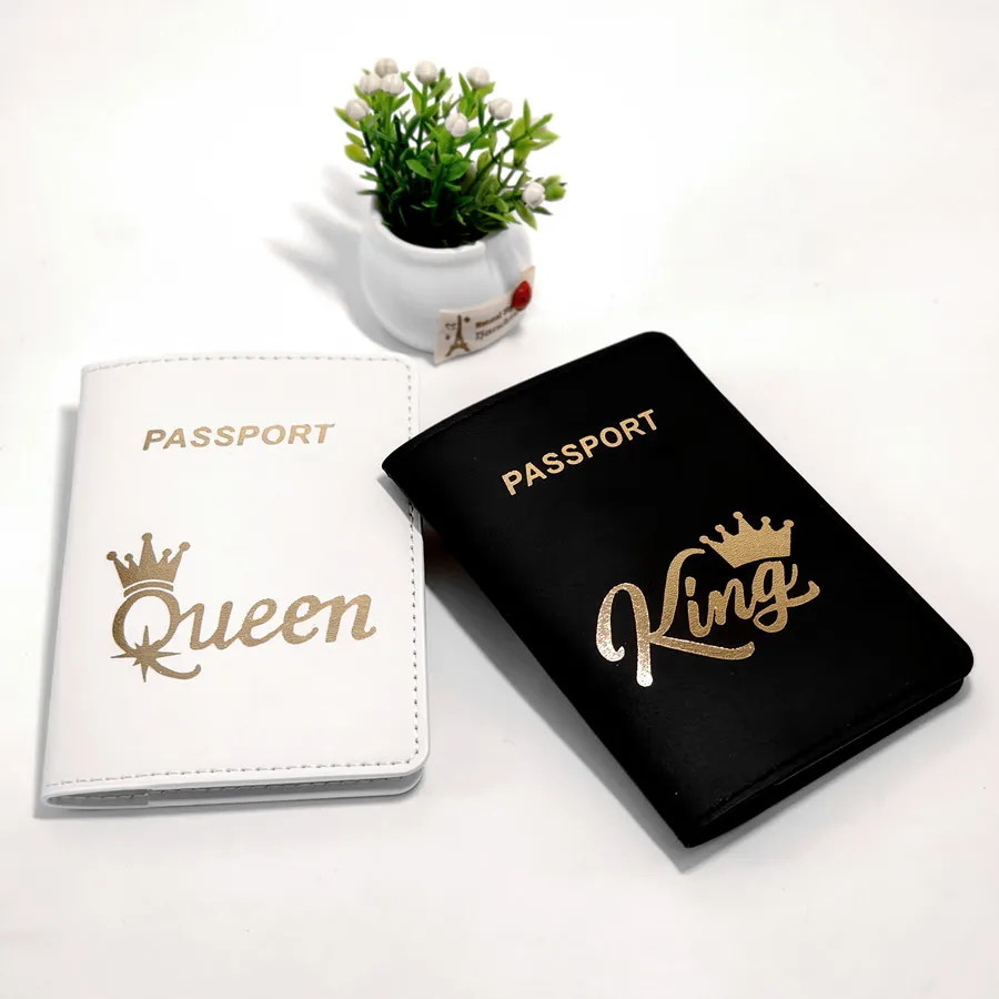 2PCS a Set QUEEN KING Lovers/Couples PU Travel Accessories Passport Case/Cover/Holder for Women or Men