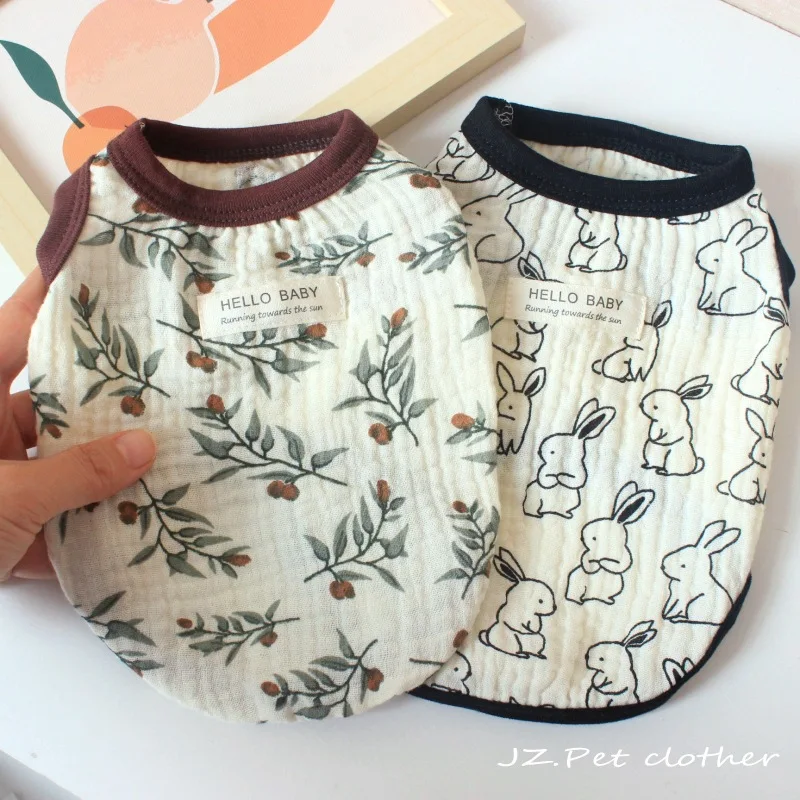 Puppy Floral Cotton Vest Cute Clothing for Pet Puppies Autumn and Winter Pet Parkas Clothing Dog Clothes for Small Dogs