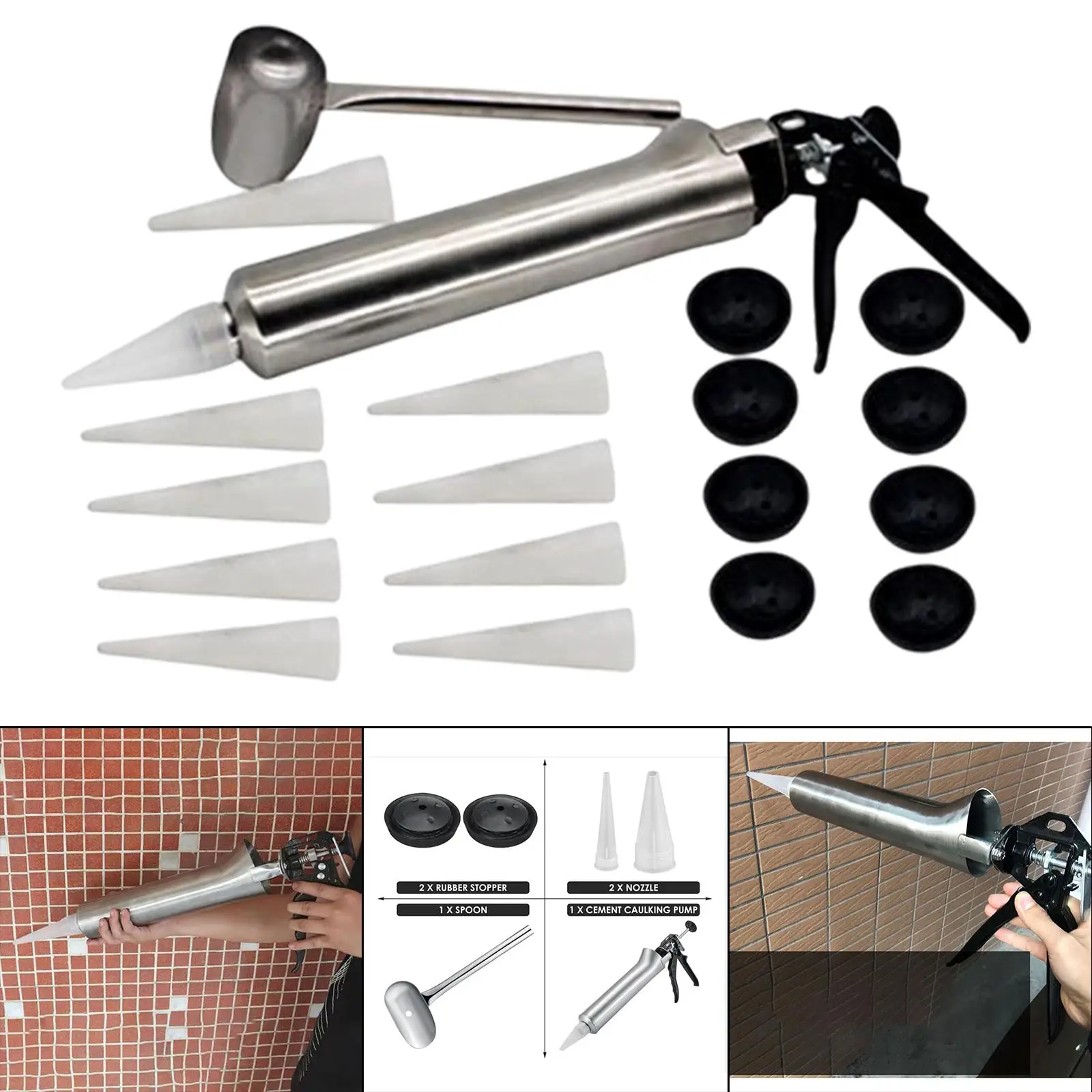 Stainless Steel Caulking Gun Tool Tile Caulking Gun Cultural Cement Grouting Tool External Wall Caulking Glue Gun Sealant Cement