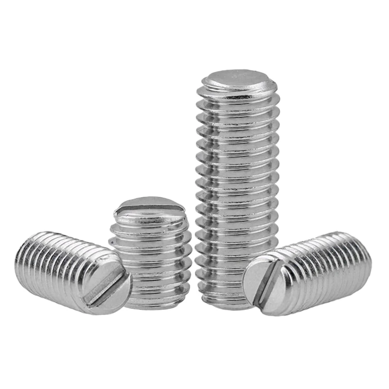 10/ 20/ 50pcs M2 M2.5 M3 M4 M5 M6 M8 304 Stainless Steel Slotted Head Set Screw Flat Point  Set Grub Screw Headless Set Screws