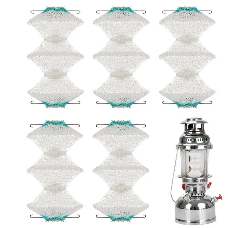 5Pcs Gas Lamps Gauze Lantern Mantles Kerosene Gas Lamp Cover Durable Gauze Mesh Camping Lamp Pressure Lamp Mantles Spare Parts